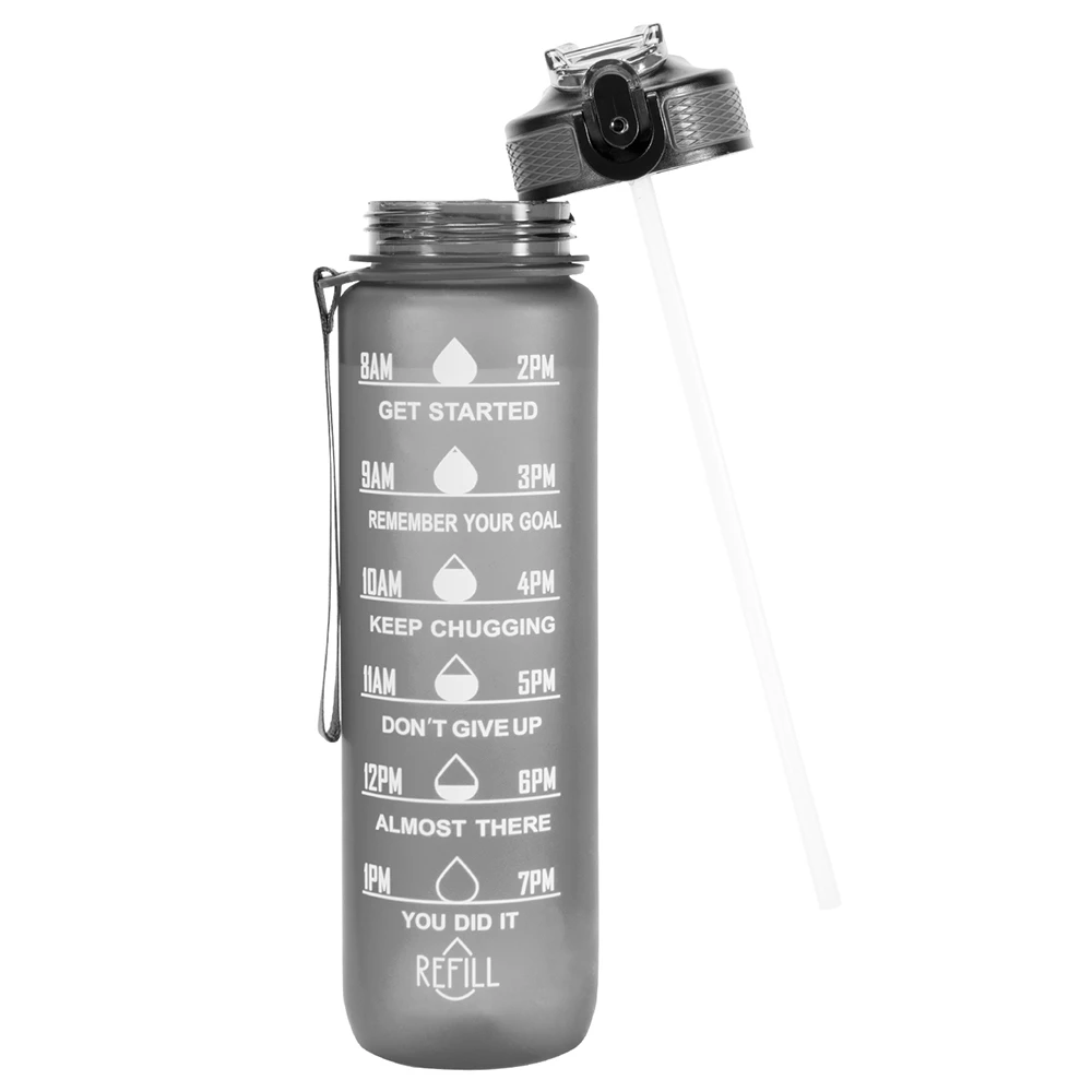 OOLACTIVE GF-1202 34oz Water Bottle With Straw Motivational Water Bottle With Time Marker - Black - Image 5