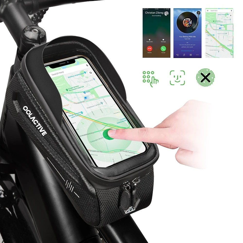 OOLACTIVE LF-0402 Bike Phone Front Frame Bag Bicycle Phone Mount Top Tube Bag Compatible Phone 4.7-6.5 Inch - Image 2