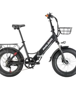 Philodo Bikes PHILODO H4 Foldable Step-Thru Fat Bike 20 Inch 48V 13Ah Removable Battery 250W Motor 25km/h Dual Brakes - Black