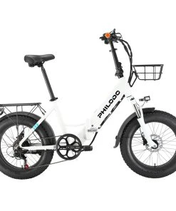 Philodo Bikes PHILODO H4 Foldable Step-Thru Fat Bike 20 Inch 48V 13Ah Removable Battery 250W Motor 25km/h Dual Brakes - White
