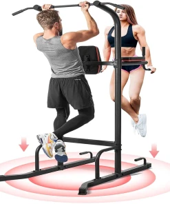 Power Tower Pull-Up Bar Dip Station Strength Training Workout Equipment For Professional Home Gym, Maximum Weight 180kg