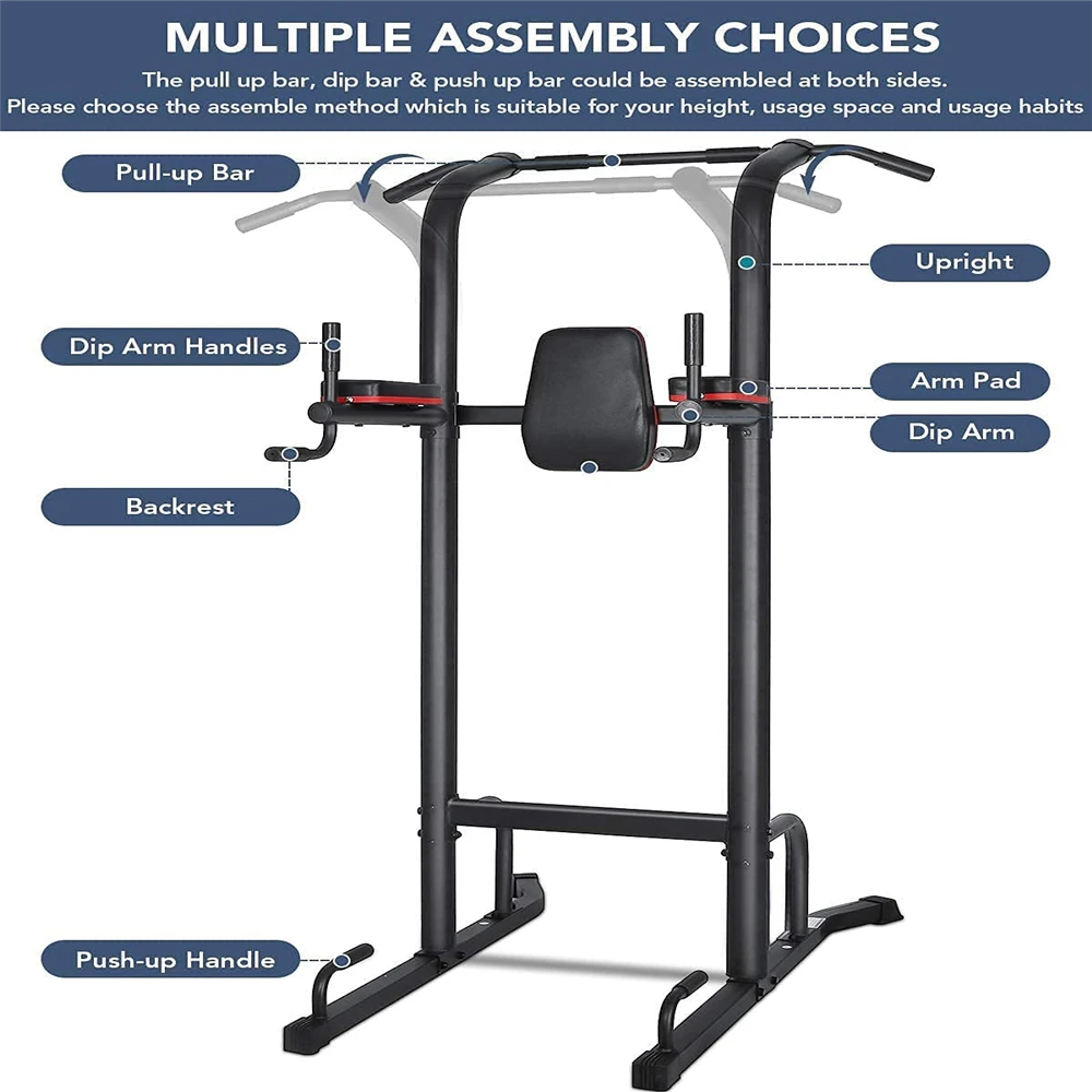 Power Tower Pull-Up Bar Dip Station Strength Training Workout Equipment For Professional Home Gym, Maximum Weight 180kg - Image 4