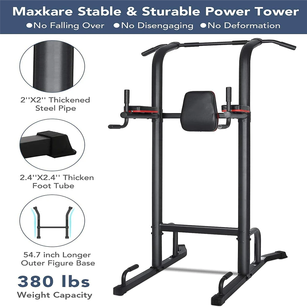Power Tower Pull-Up Bar Dip Station Strength Training Workout Equipment For Professional Home Gym, Maximum Weight 180kg - Image 6