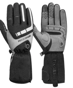 ROCKBROS Bicycles Bikes Motorcycle Gloves Waterproof Heated Thermal Heated Gloves Touch Screen Battery Powered Three Gears Adjustment Anti-Slip Cycling Skiing Climbing Gloves Winter Heating Gloves - XL
