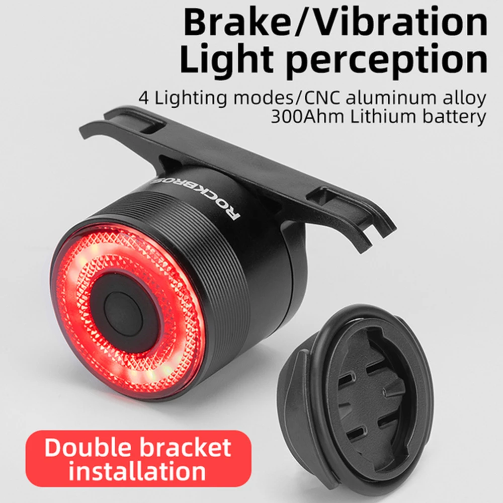 ROCKBROS Q3 Bike Taillight Smart Sensing Brake Rear Light USB Charging For Night Cycling Colorful Bicycle Light - Image 2