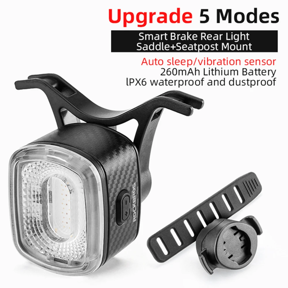 ROCKBROS Q4 Bike Taillight Smart Auto Brake Sensing USB Light IPX6 Waterproof Rechargeable Rear Light - Image 2