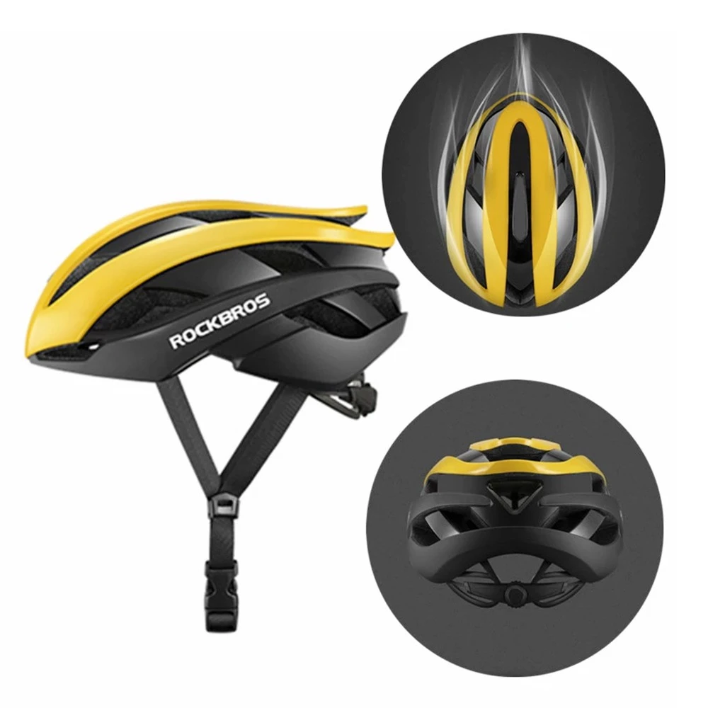 ROCKBROS RB-01 Cycling Helmet Ultralight Road Bike Helmet MTB Scooter Helmet Caps - Yellow L - Image 2