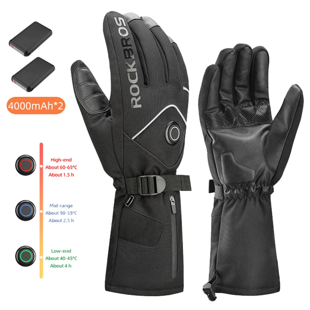 ROCKBROS S278 Heating Gloves For Cycling, Touchscreen Motorcycle Bicycle Breathable Waterproof Gloves - XL - Image 2