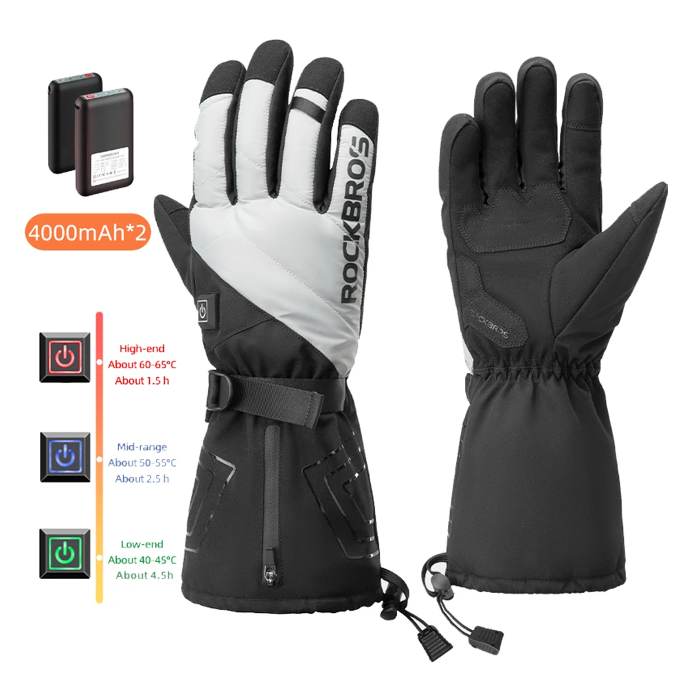 ROCKBROS S304 Heating Gloves For Cycling, Touchscreen Motorcycle Bicycle Gloves Breathable Waterproof - L - Image 2