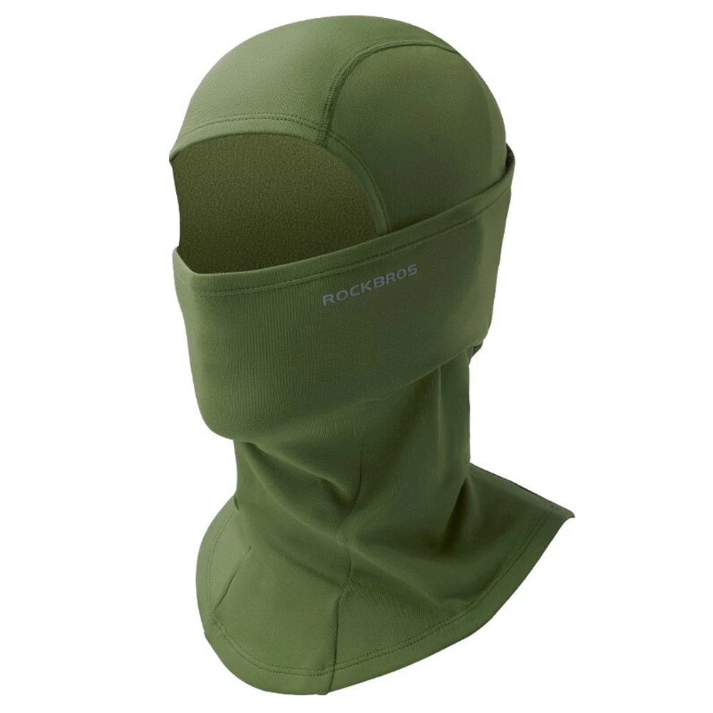 ROCKBROS Snowboard Face Mask Windproof Warm Outdoor Thermal Fleece Ski Mask Breathable Unisex For Camping, Skiing - Army Green