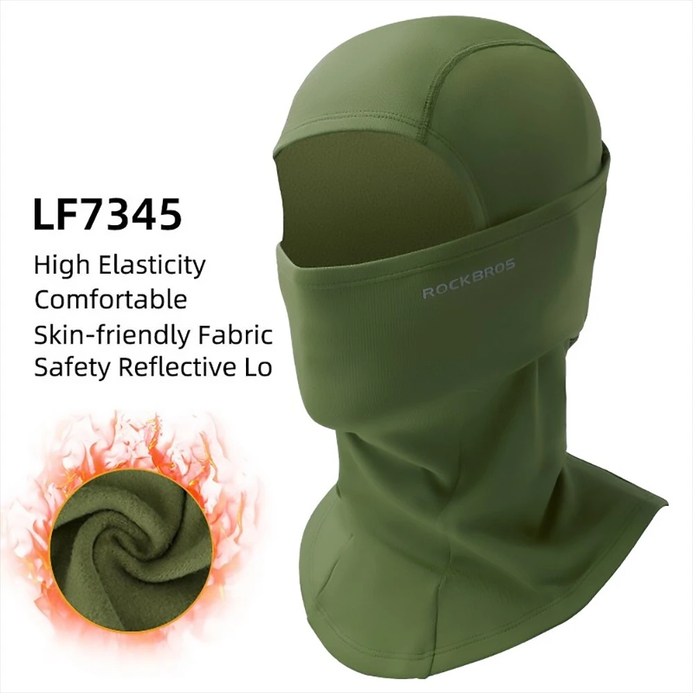 ROCKBROS Snowboard Face Mask Windproof Warm Outdoor Thermal Fleece Ski Mask Breathable Unisex For Camping, Skiing - Army Green - Image 2