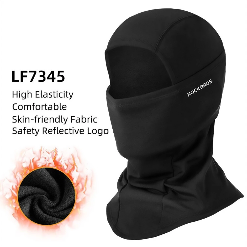 ROCKBROS Snowboard Face Mask Windproof Warm Outdoor Thermal Fleece Ski Mask Breathable Unisex For Camping, Skiing - Black - Image 2
