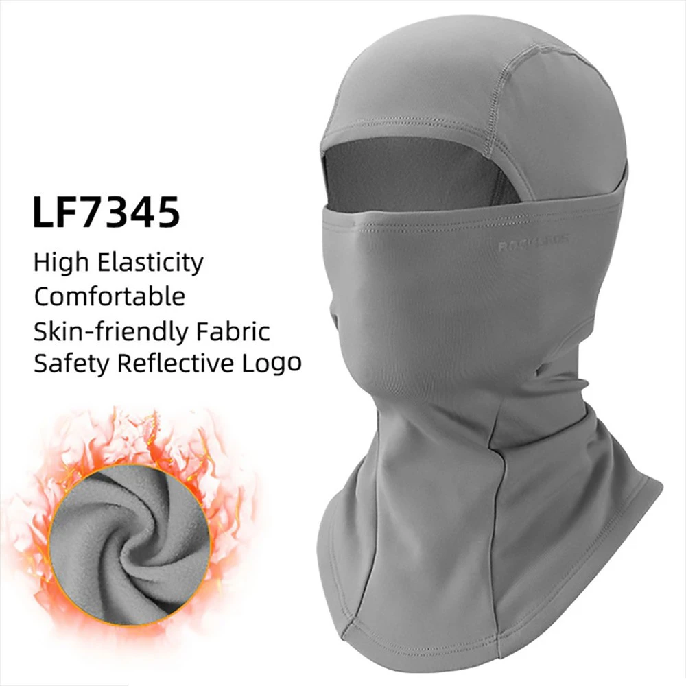 ROCKBROS Snowboard Face Mask Windproof Warm Outdoor Thermal Fleece Ski Mask Breathable Unisex For Camping, Skiing - Light Grey - Image 2