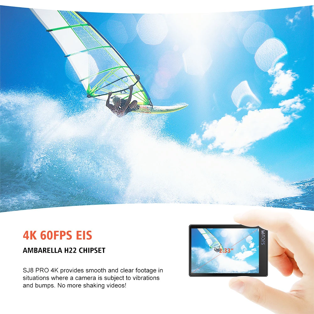 SJCAM SJ8Pro Sports & Action Camera 4K/60FPS Waterproof, WiFi Remote Control Sports DV FPV Camera - Black - Image 6