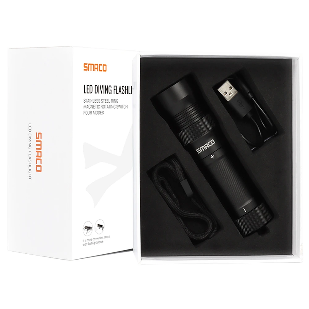 SMACO LED Flashlight IPX8 Waterproof For Diving Outdoor Activities - Black - Image 4