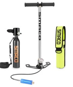 SMACO S300-B3 0.5L Mini Scuba Diving Tank 5-7 Minutes Using Time With Hand Pump - Black