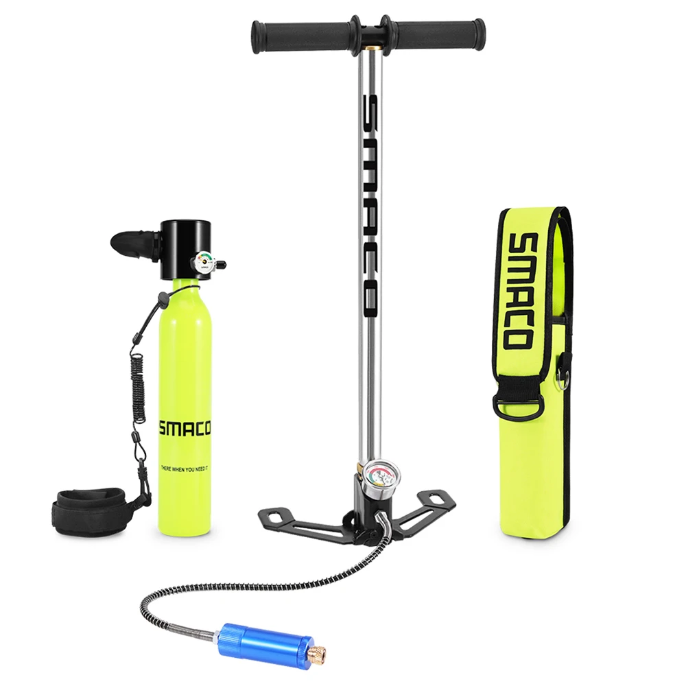 SMACO S300-B3 0.5L Mini Scuba Diving Tank 5-7 Minutes Using Time With Hand Pump - Green