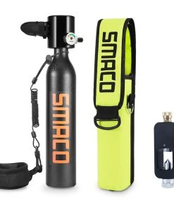 SMACO S300-A7 0.5L Mini Scuba Diving Tank 5-7 Minutes Using Time With Refill Adapter - Black