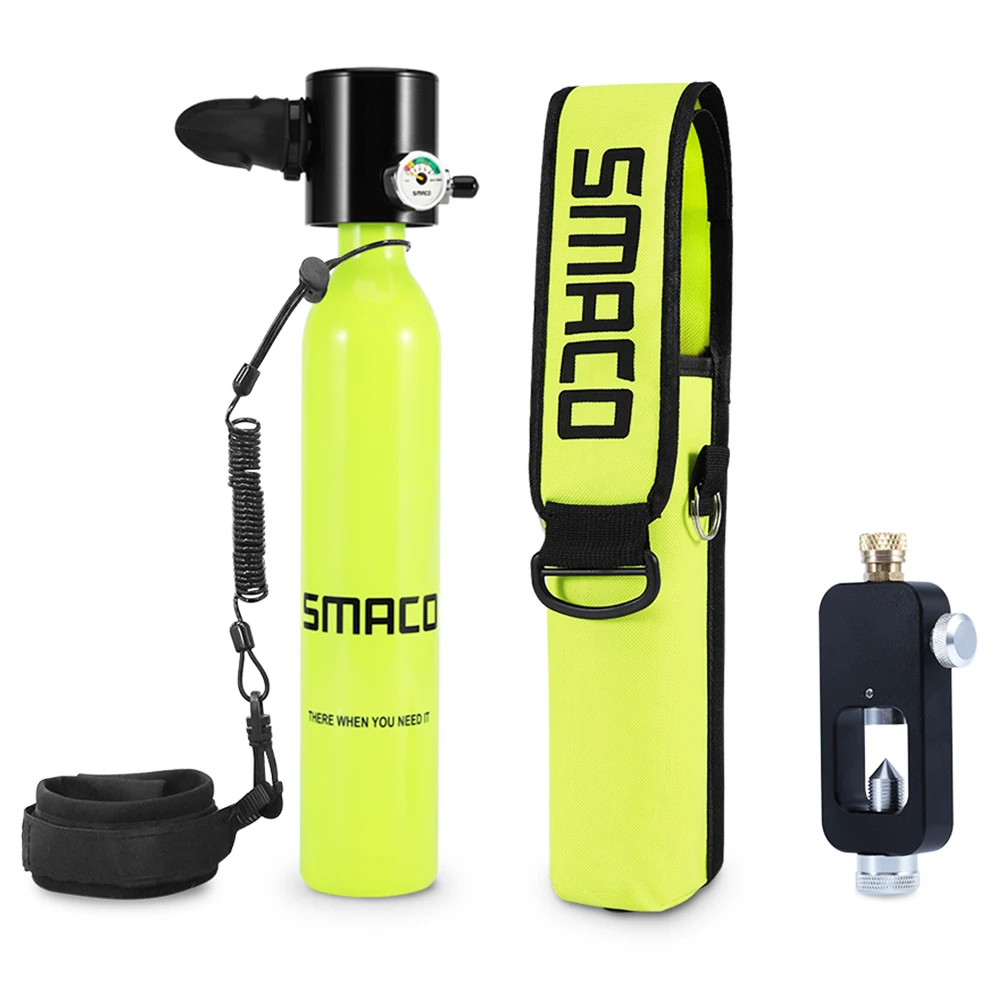 SMACO S300-A7 0.5L Mini Scuba Diving Tank 5-7 Minutes Using Time With Refill Adapter - Green