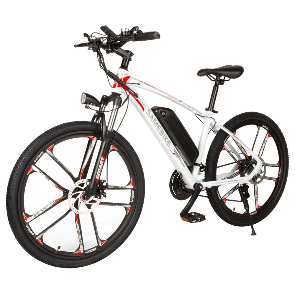 SAMEBIKE MY-SM26 8Ah 350W 48V 26inch Electric Bike 30km/h Top Speed 80km Mileage Range Max Load 150kg - White