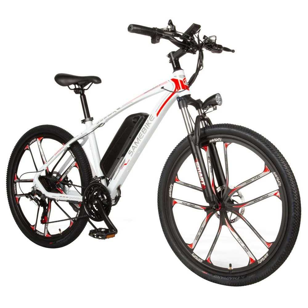 SAMEBIKE MY-SM26 8Ah 350W 48V 26inch Electric Bike 30km/h Top Speed 80km Mileage Range Max Load 150kg - White - Image 2