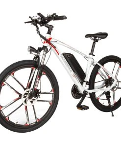 SAMEBIKE MY-SM26 Electric Bike 26 Inch Tires 350W Motor Max Speed 30km/h Up To 80km Range Max Load 150kg Dual Disk Brakes LCD Display Magnesium Alloy Rim - White