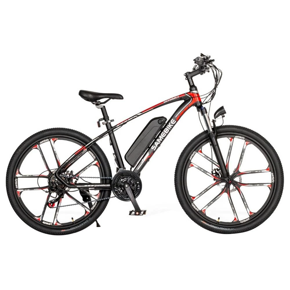 SAMEBIKE MY-SM26 Electric Bike 26 Inch Tires 350W Motor Max Speed 30km/h Up To 80km Range Max Load 150kg Dual Disk Brakes LCD Display Magnesium Alloy Rim - Black - Image 2