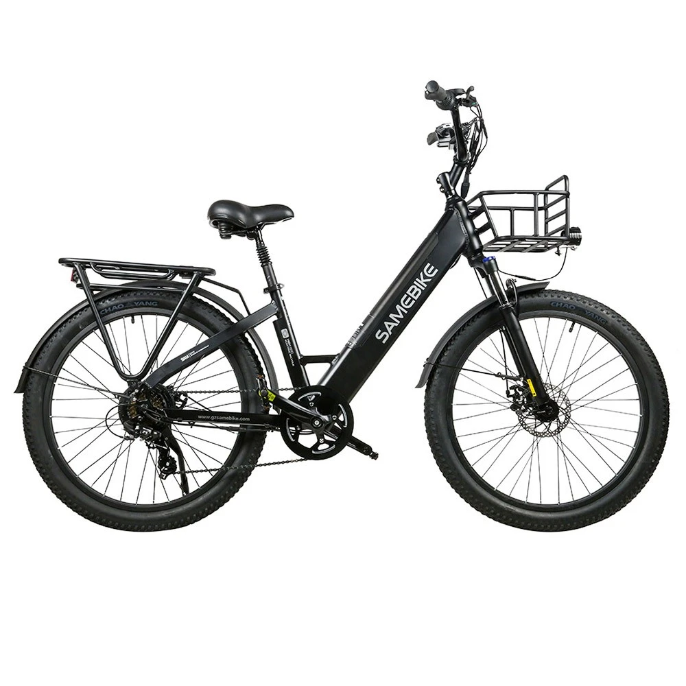 Samebike RS-A01 Electric Bike 750W Motor 70N.m 25-35km/h Max Speed 48V 14Ah Battery 26*3'' Tires With Rear Rack - Black - Image 5