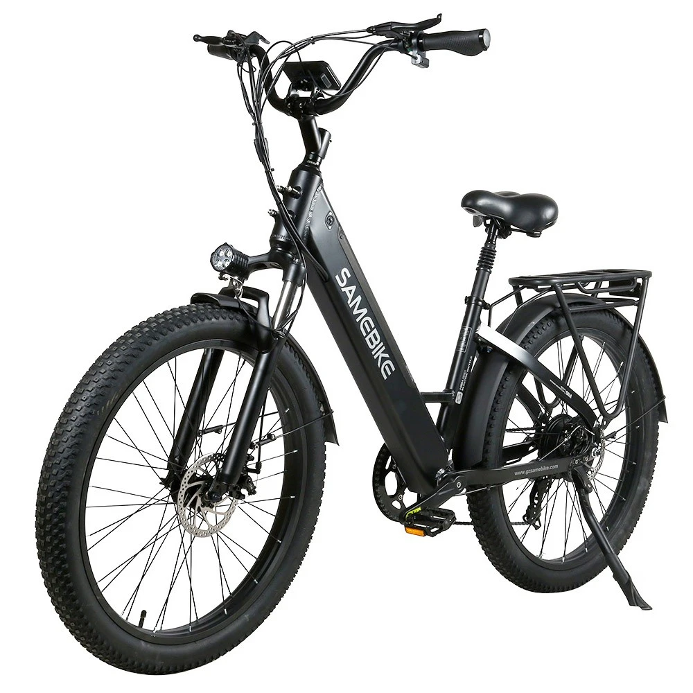 Samebike RS-A01 Electric Bike 750W Motor 70N.m 25-35km/h Max Speed 48V 14Ah Battery 26*3'' Tires With Rear Rack - Black - Image 2