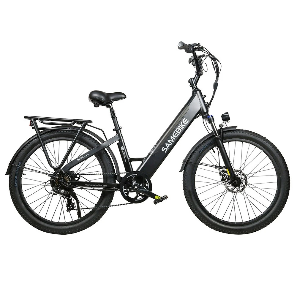 Samebike RS-A01 Electric Bike 750W Motor 70N.m 25-35km/h Max Speed 48V 14Ah Battery 26*3'' Tires With Rear Rack - Black - Image 3