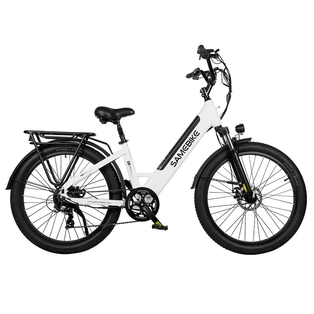 Samebike RS-A01 Electric Bike 750W Motor 70N.m 25-35km/h Max Speed 48V 14Ah Battery 26*3'' Tires With Rear Rack - White - Image 3
