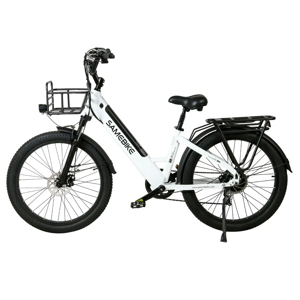 Samebike RS-A01 Electric Bike 750W Motor 70N.m 25-35km/h Max Speed 48V 14Ah Battery 26*3'' Tires With Rear Rack - White - Image 6