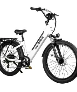Samebike RS-A01 Electric Bike 750W Motor 70N.m 25-35km/h Max Speed 48V 14Ah Battery 26*3'' Tires With Rear Rack - White