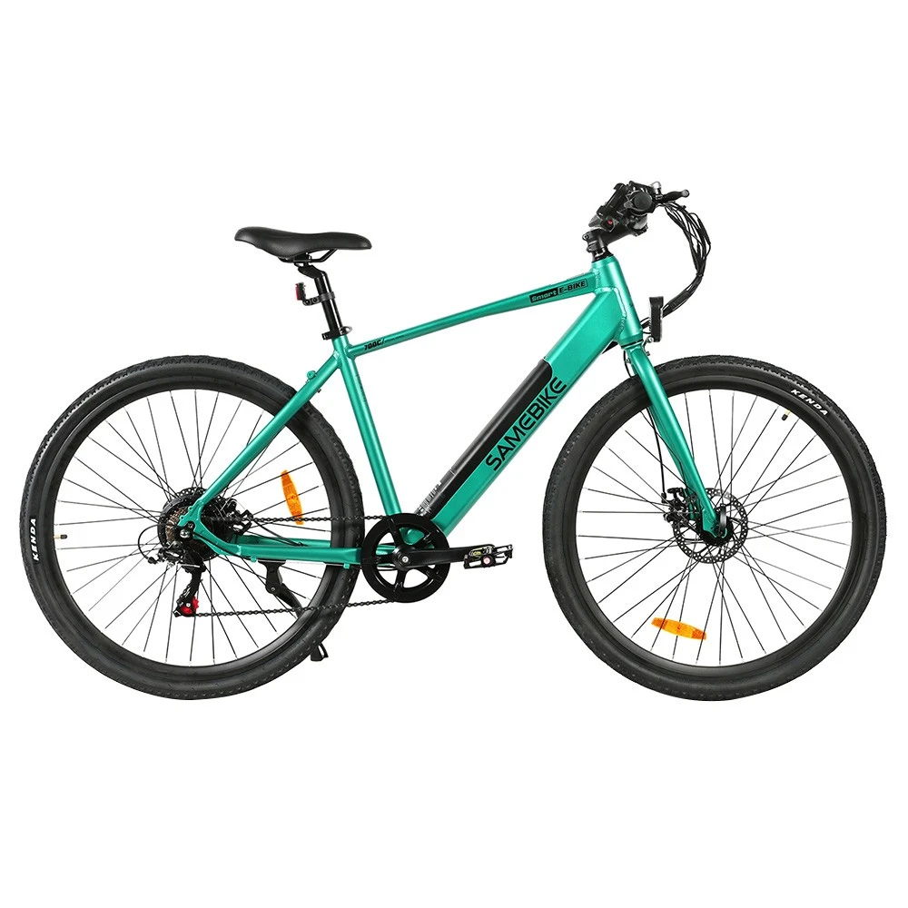 Samebike XWP10 Electric Bike 700*45C KENDA Tires 350W Motor 32Km/h Max Speed 36V 10.4Ah Battery For 40-80KM Range Dual Disc Brakes Shimano 7-Speed Gear App Control - Green