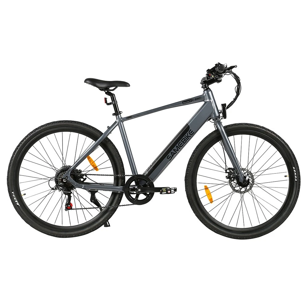Samebike XWP10 Electric Bike 700*45C KENDA Tires 350W Motor 32Km/h Max Speed 36V 10.4Ah Battery For 40-80KM Range Dual Disc Brakes Shimano 7-Speed Gear App Control - Gray