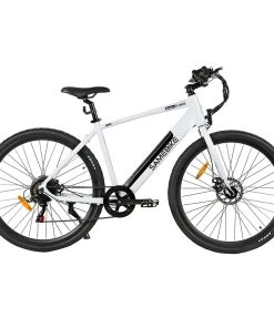 Samebike XWP10 Electric Bike 700*45C KENDA Tires 350W Motor 32Km/h Max Speed 36V 10.4Ah Battery For 40-80KM Range Dual Disc Brakes Shimano 7-Speed Gear App Control - White