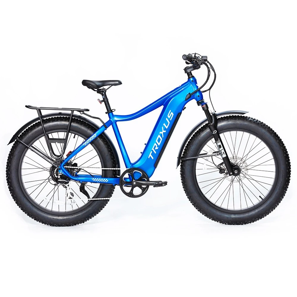 Troxus Explorer Step Over Electric Bike 26*4.0 Inch Fat Tire 750W Bafang Motor 45Km/h Speed 48V 20Ah Samsung Battery Shimano 8 Speed 125kg Load - Blue