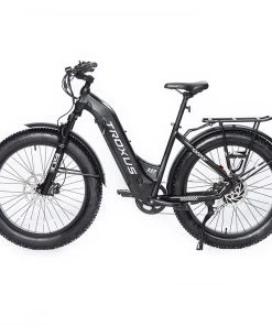 Troxus Explorer Step Thru Electric Bike 26*4.0 Inch Fat Tire 750W Bafang Motor 45Km/h Speed 48V 20Ah Samsung Battery Shimano 8 Speed 125kg Load - Black
