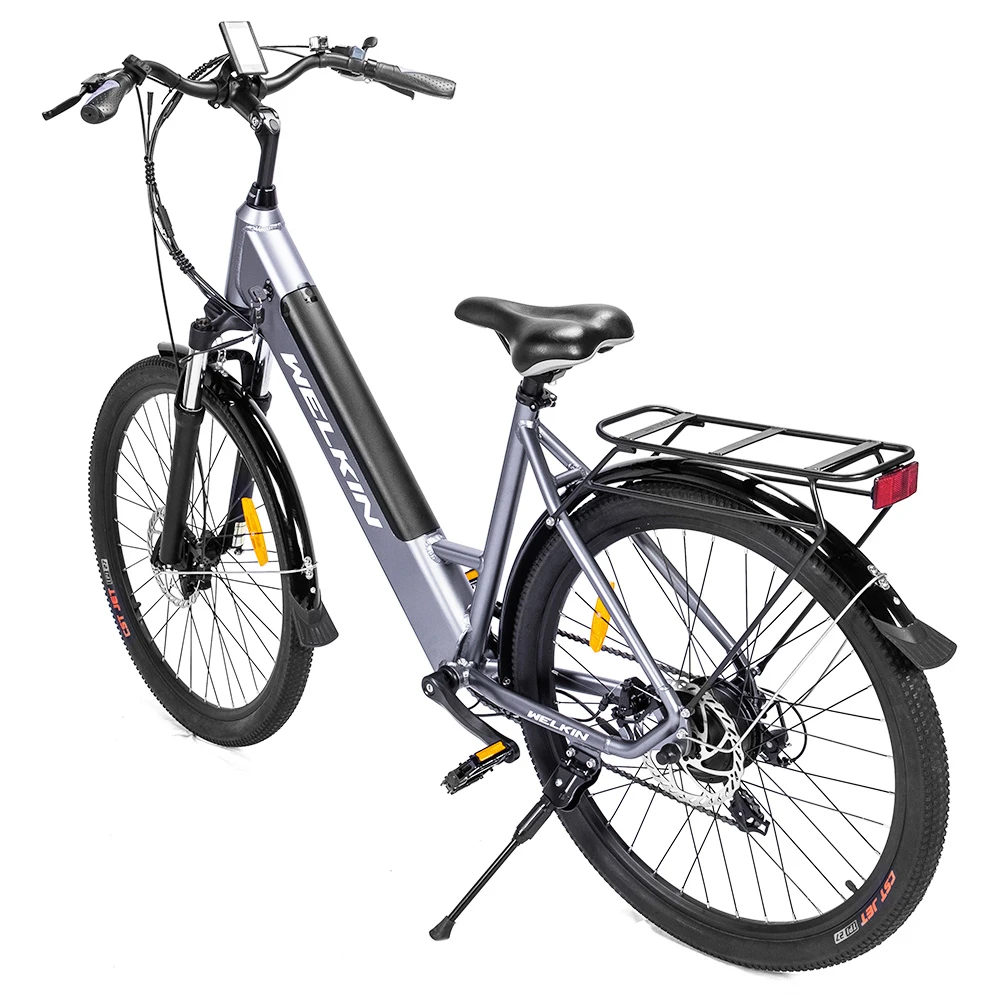 WELKIN WKEM002 Electric Bicycle 27.5*1.95 Inch Tires City Bike 250W Brushless Motor 25Km/h Max Speed 36V 10.4Ah Battery 120KG Max Load - Silver - Image 3