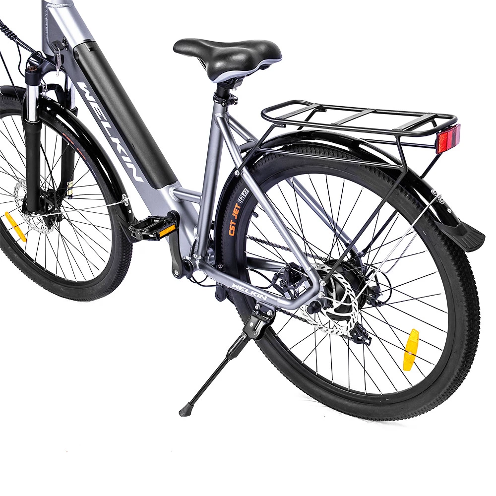 WELKIN WKEM002 Electric Bicycle 27.5*1.95 Inch Tires City Bike 250W Brushless Motor 25Km/h Max Speed 36V 10.4Ah Battery 120KG Max Load - Silver - Image 5