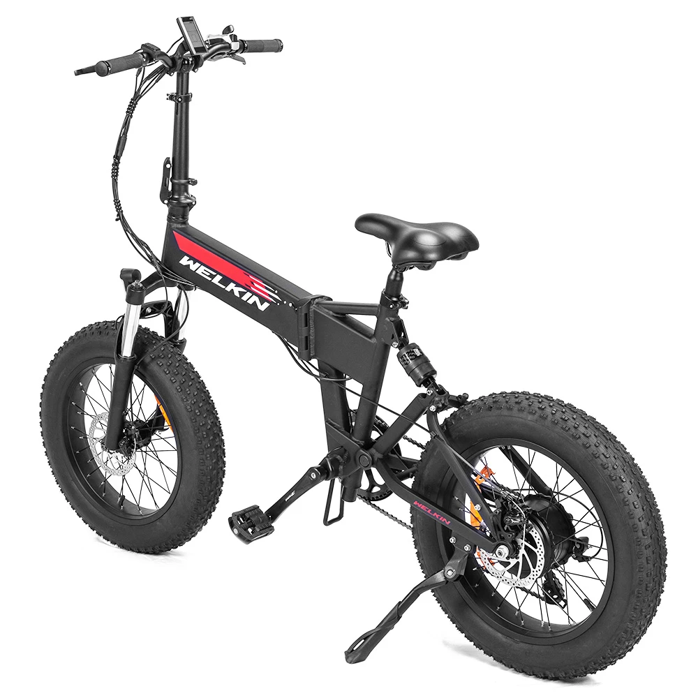WELKIN WKES001 Electric Bicycle Snow Bike 500W Brushless Motor 48V 10.4Ah Battery 20'' Tires Shimano 7 Speed - Black - Image 3