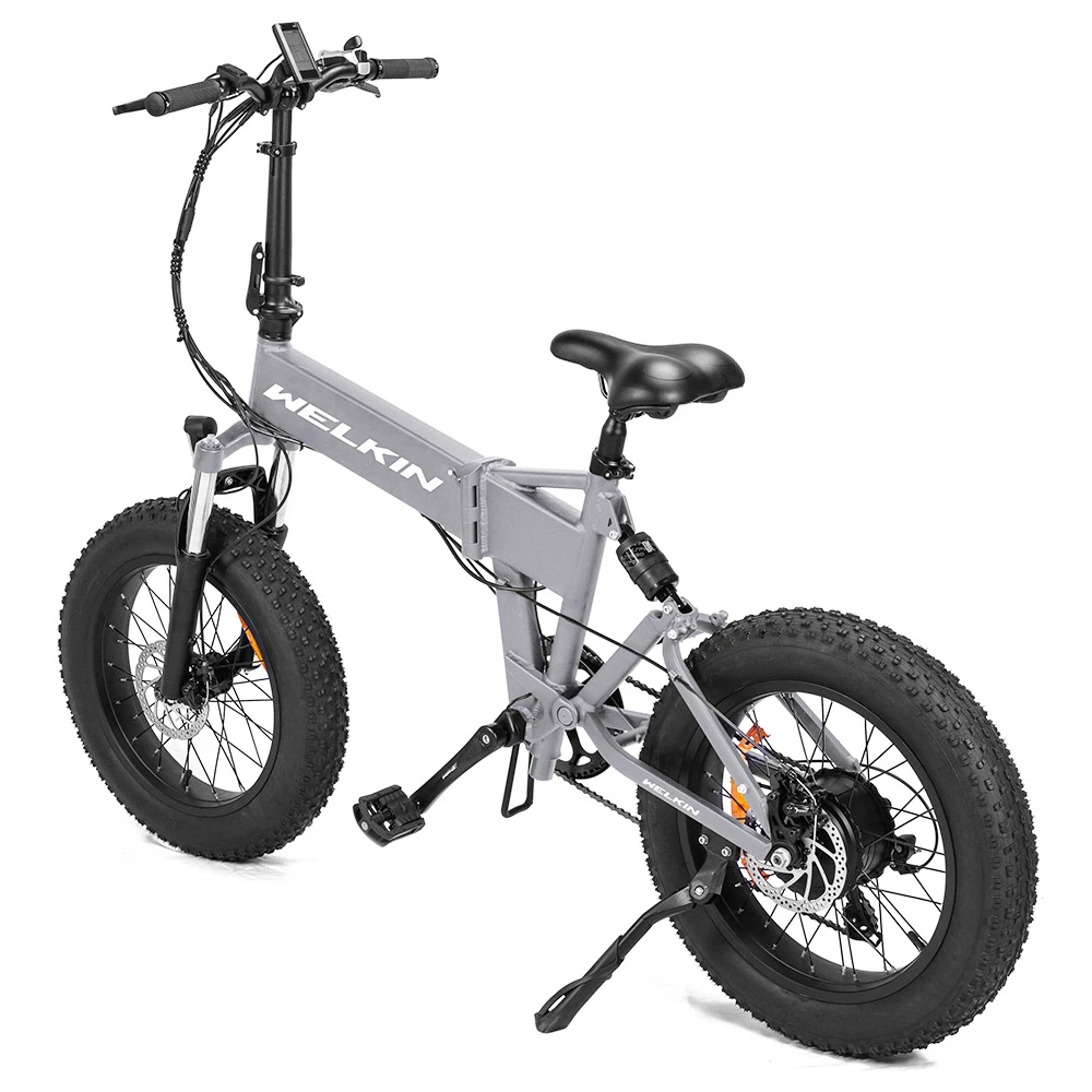 WELKIN WKES001 Electric Bicycle Snow Bike 500W Brushless Motor 48V 10.4Ah Battery 20'' Tires Shimano 7 Speed - Silver - Image 3
