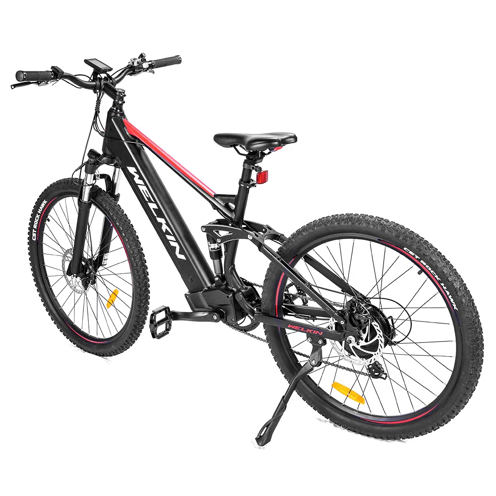 WELKIN WKES002 Electric Bicycle 350W Brushless Motor 48V 10Ah Battery 27.5*2.25'' Tires Mountain Bike - Black & Red - Image 4