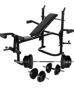 Weight Bench With Weight Rack, Barbell And Dumbbell Set 60.5kg