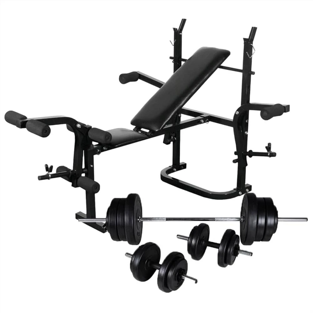 Weight Bench With Weight Rack, Barbell And Dumbbell Set 60.5kg
