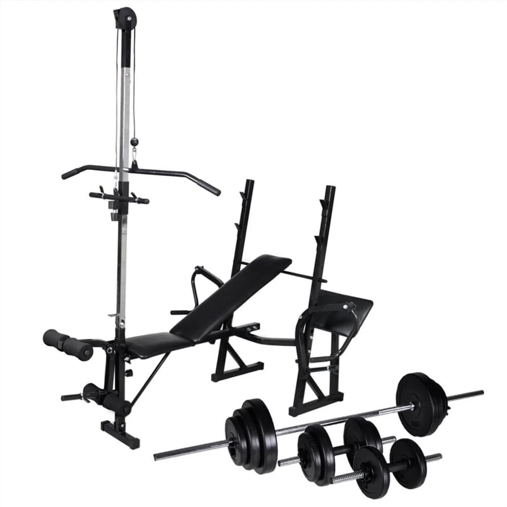 Workout Bench With Weight Rack, Barbell And Dumbbell Set 30.5kg