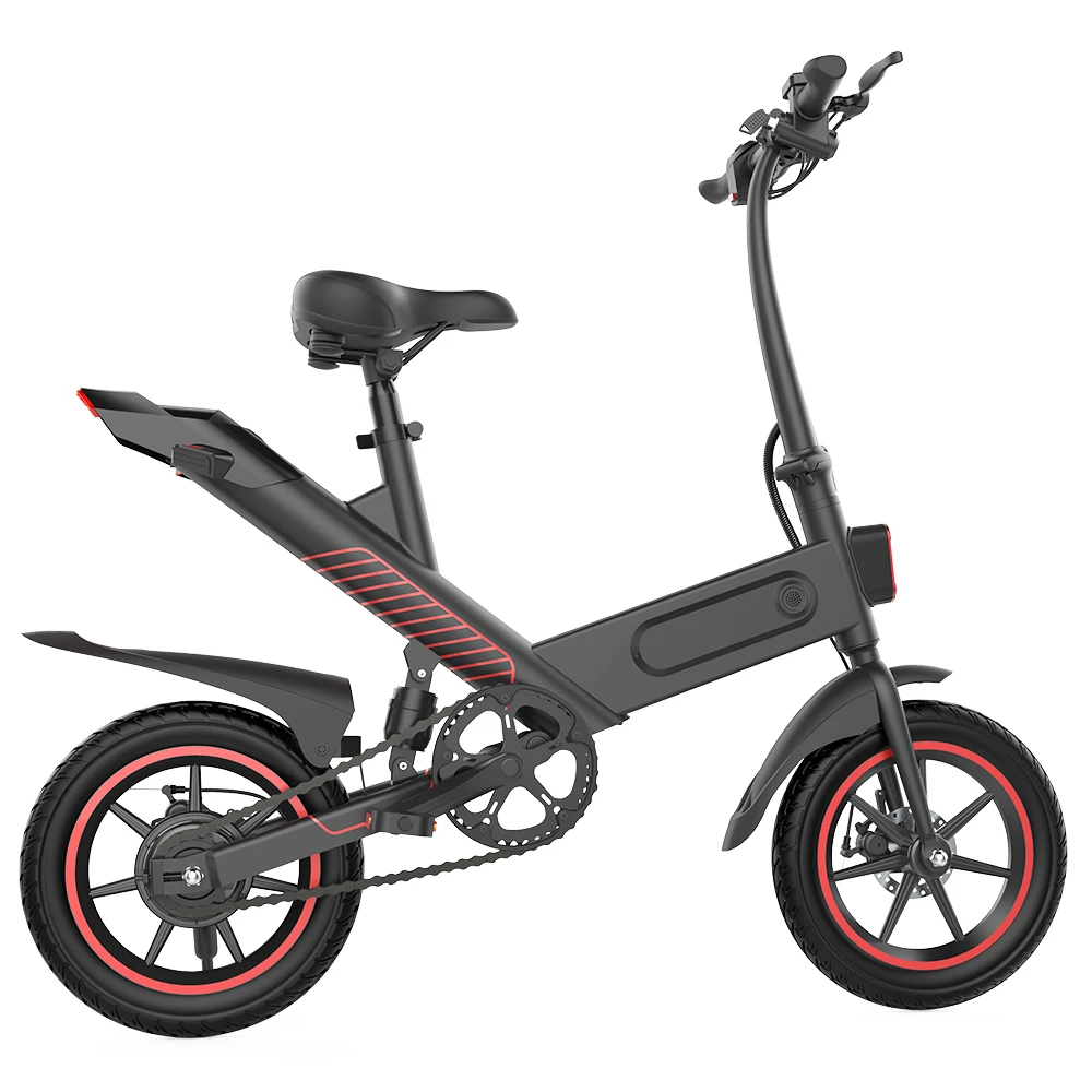 Y1 Electric Bike 350W Motor 36V 10.4Ah Battery 14'' Tire 25km/h Max Speed 30-40km Range - Black