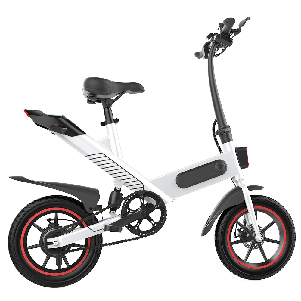 Y1 Electric Bike 350W Motor 36V 10.4Ah Battery 14'' Tire 25km/h Max Speed 30-40km Range - White