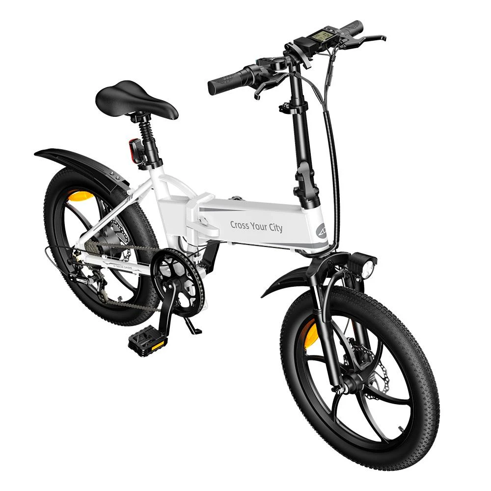 ADO A20+ Electric Folding Bike 20 Inch City Bicycle 250W Hall Brushless Gear DC Motor SHIMANO 7-Speed Rear Derailleur 36V 10.4Ah Removable Battery 25km/h Max Speed Up To 60km Max Range IPX5 Double Shock-absorption Aluminum Alloy Frame - White - Image 2