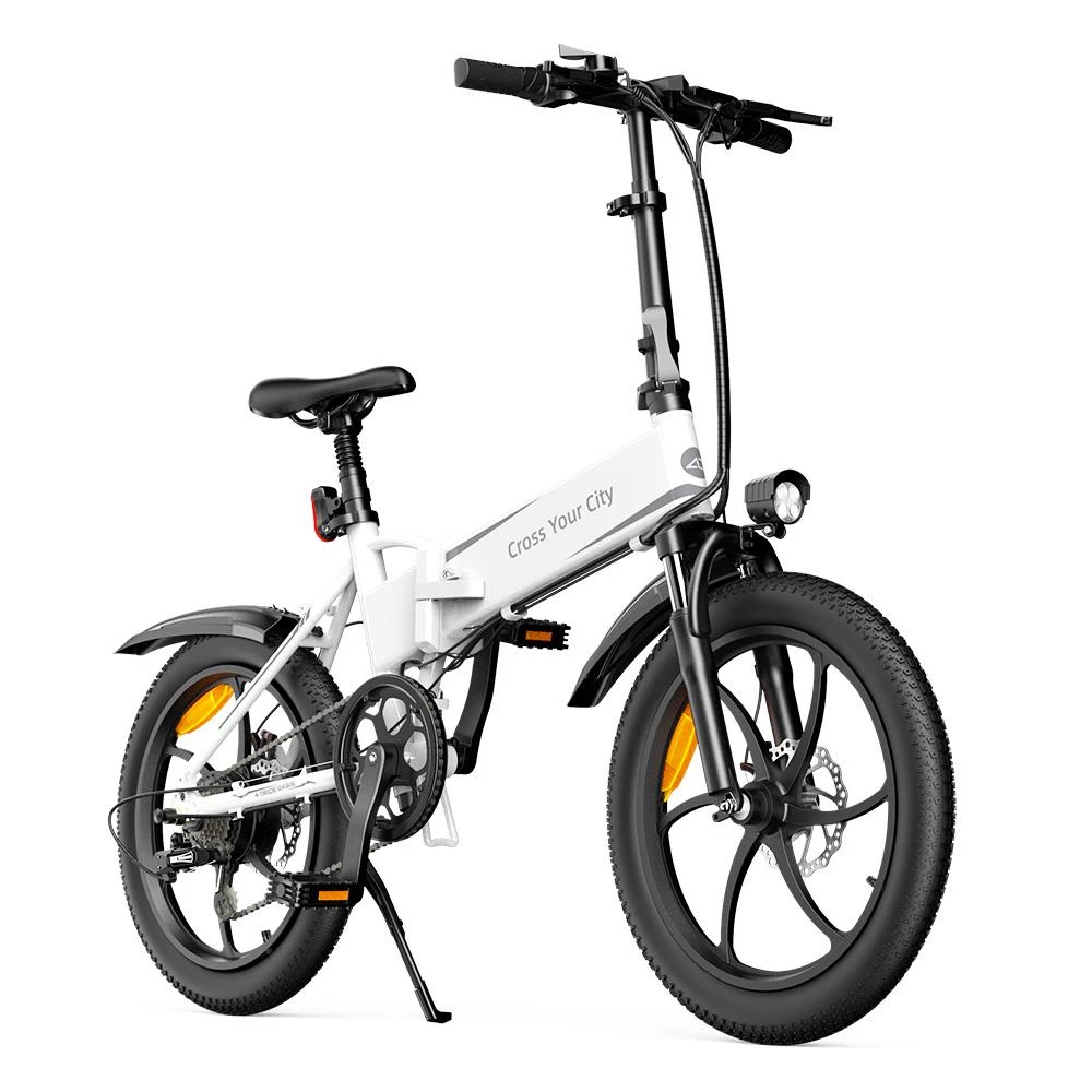ADO A20+ Electric Folding Bike 20 Inch City Bicycle 250W Hall Brushless Gear DC Motor SHIMANO 7-Speed Rear Derailleur 36V 10.4Ah Removable Battery 25km/h Max Speed Up To 60km Max Range IPX5 Double Shock-absorption Aluminum Alloy Frame - White - Image 3